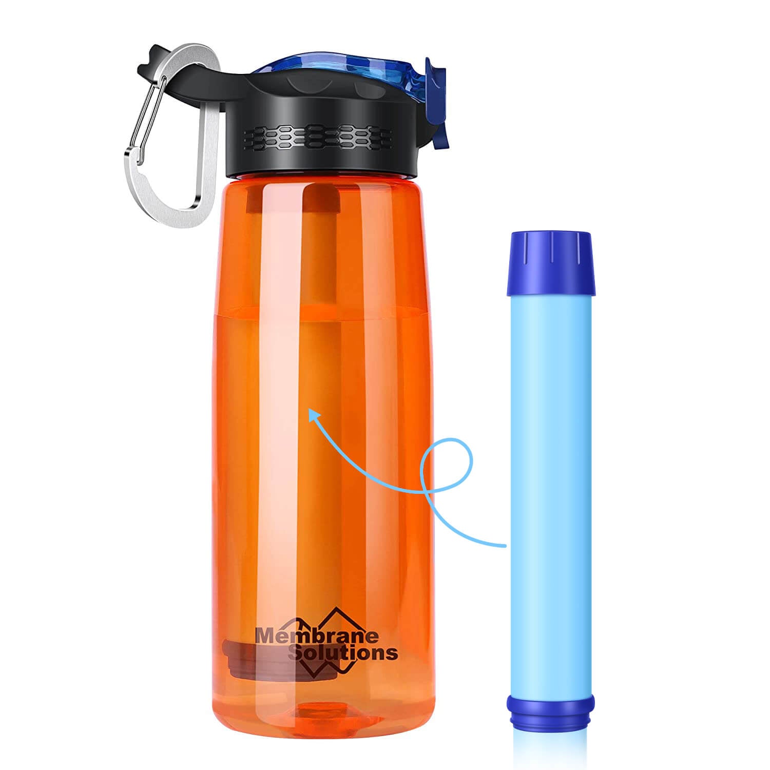 4Stage Travel Water Filter Bottle Straw Purifier Camping Emergency