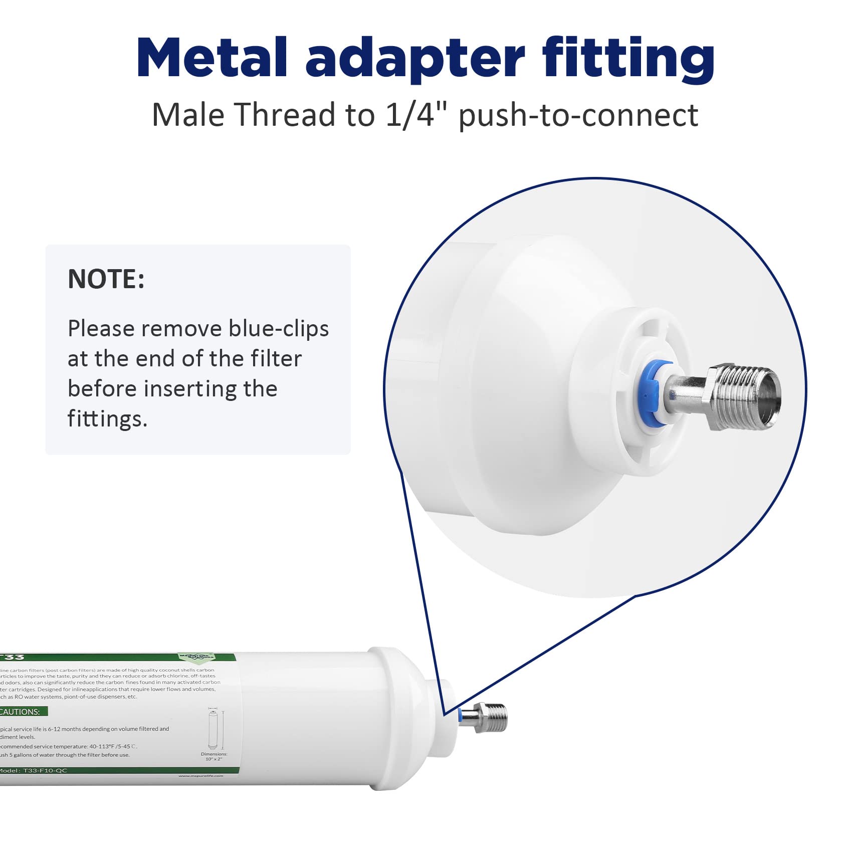 Inline Water Filter for Refrigerator & Ice Maker with Installation Kit, 1/4-Inch Direct Connect Fittings