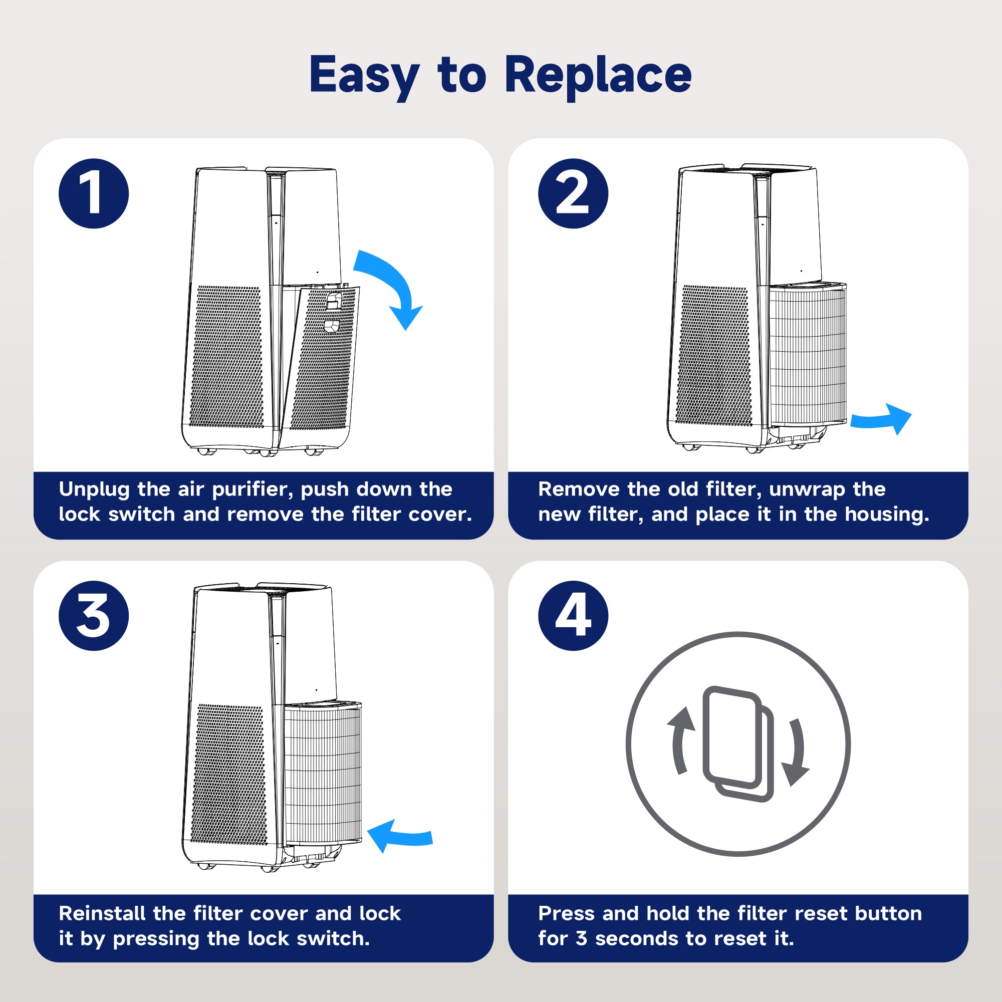 MS601/MS600 Anti Allergy Air Filter Replacement for Extra Large Room