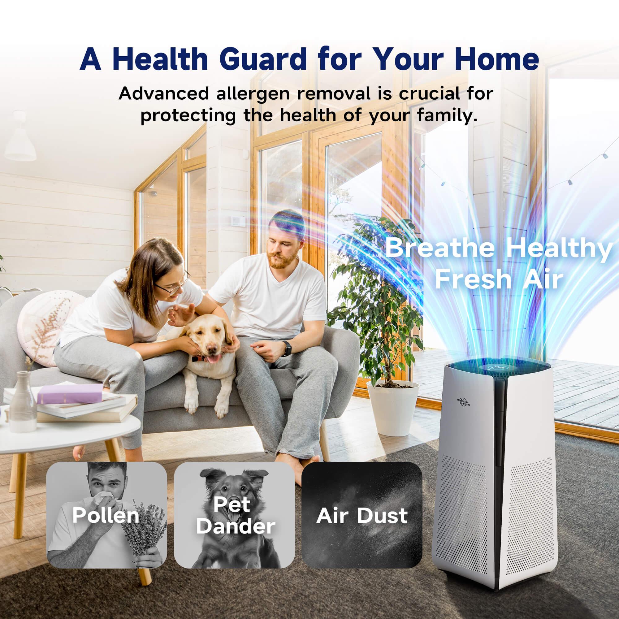 MS601 Extra Large Room Air Purifier For Allergen Remover