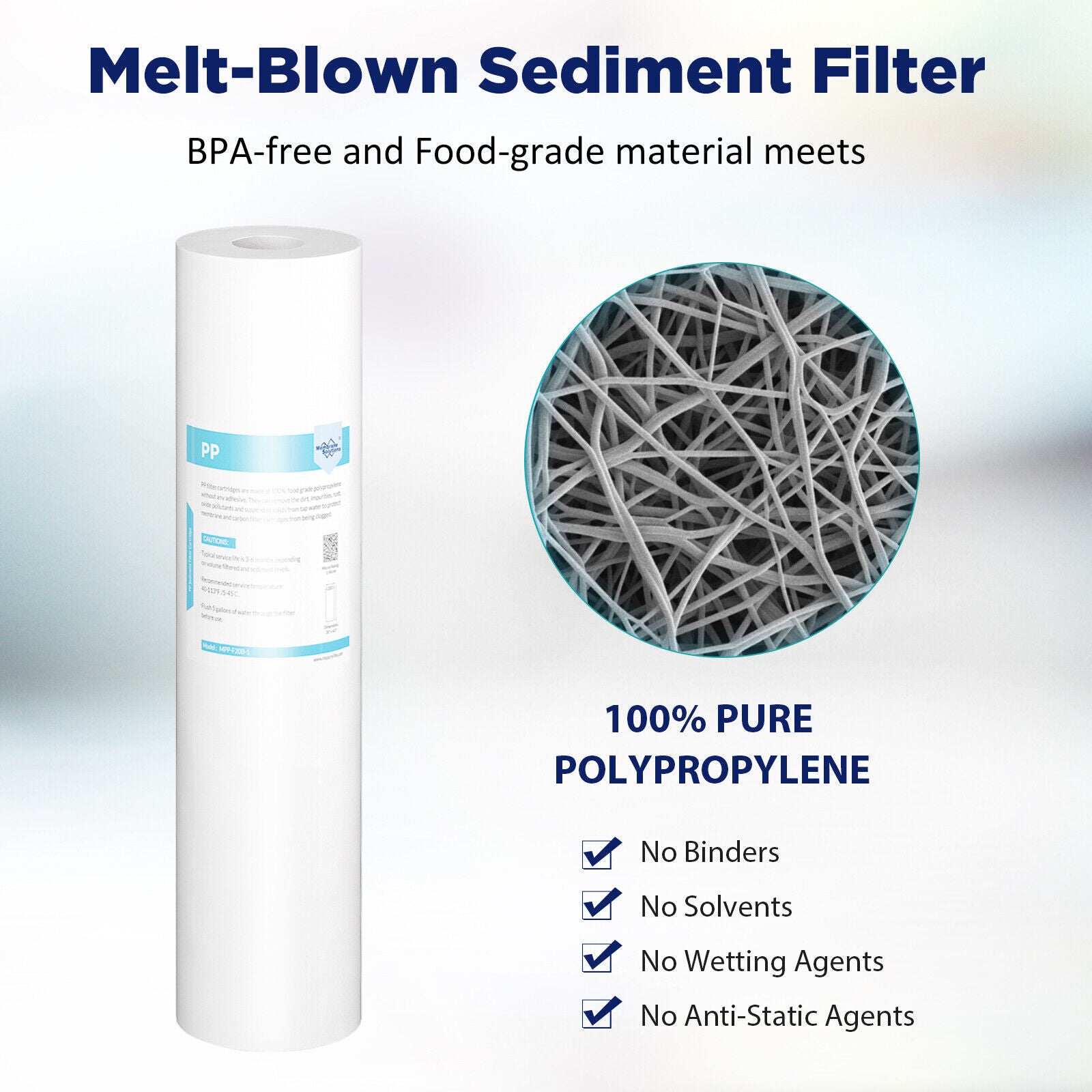 Melt-Blown Sediment Water Filter Big Blue Cartridge 1/5 μm 20"x4.5"