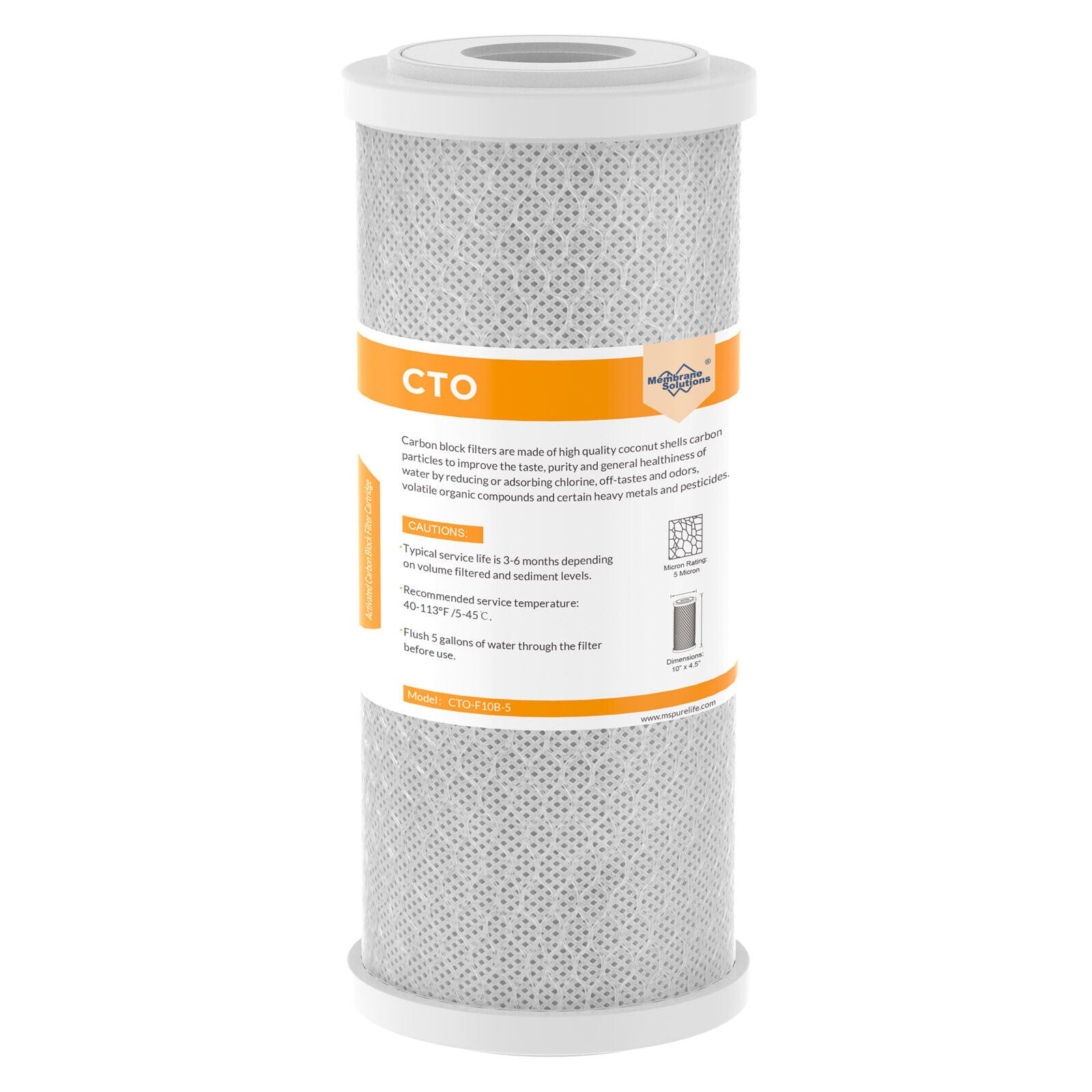 Whole House CTO Carbon Block Water Filter 10"x2.5"/10"x4.5"