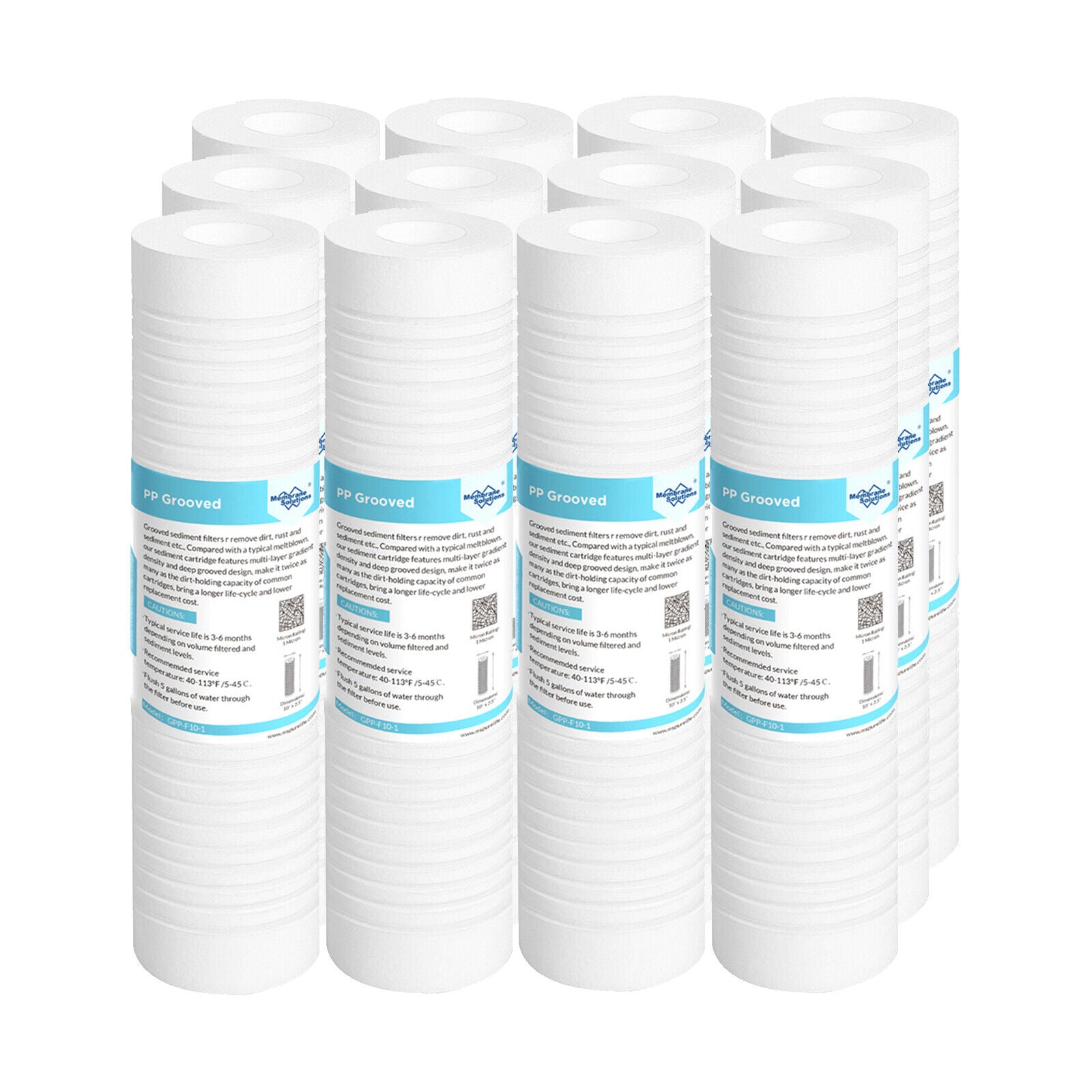 PP Grooved Water Sediment Filter Cartridge Replacement 0.5/1/5 Micron 10"x2.5"