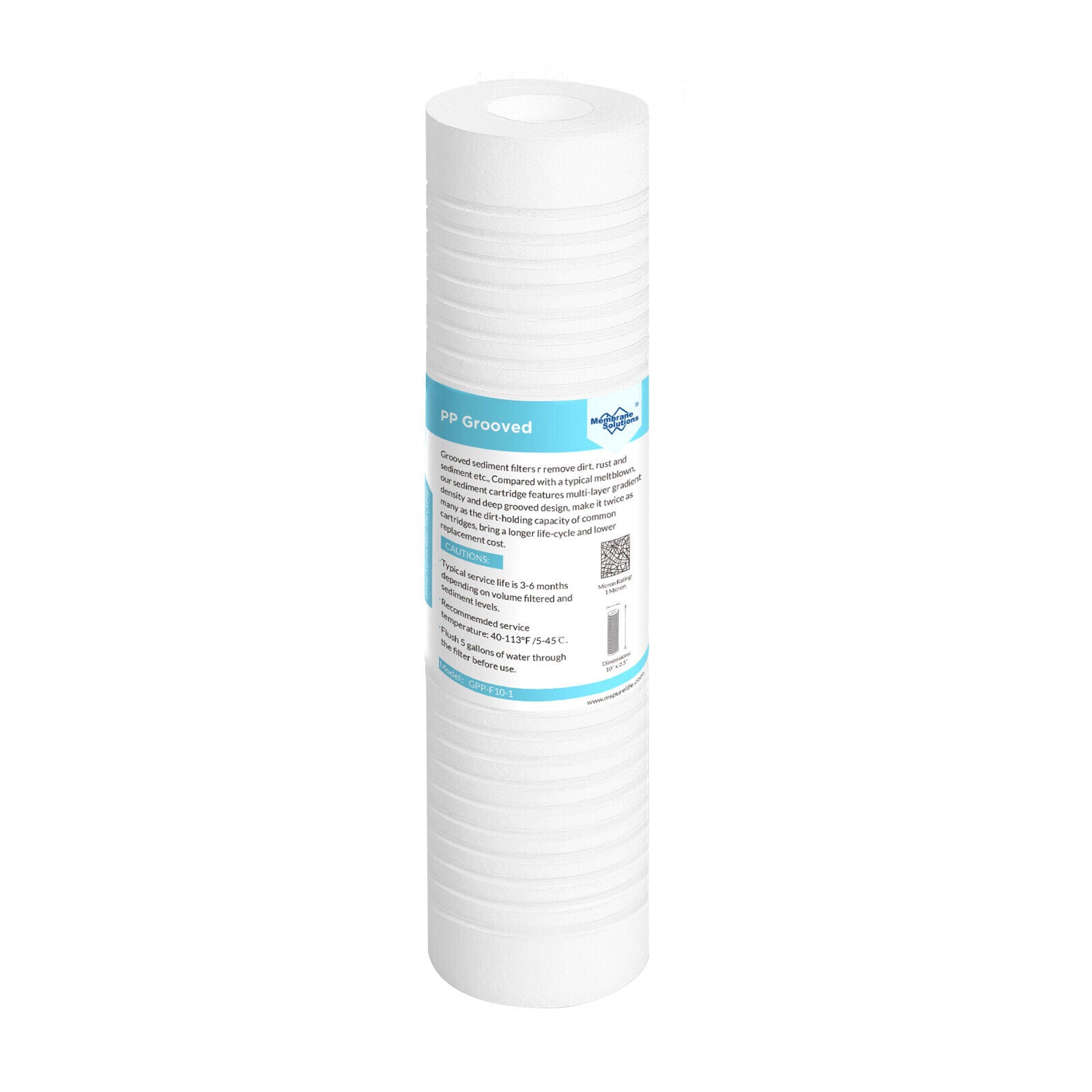 PP Grooved Water Sediment Filter Cartridge Replacement 0.5/1/5 Micron 10"x2.5"